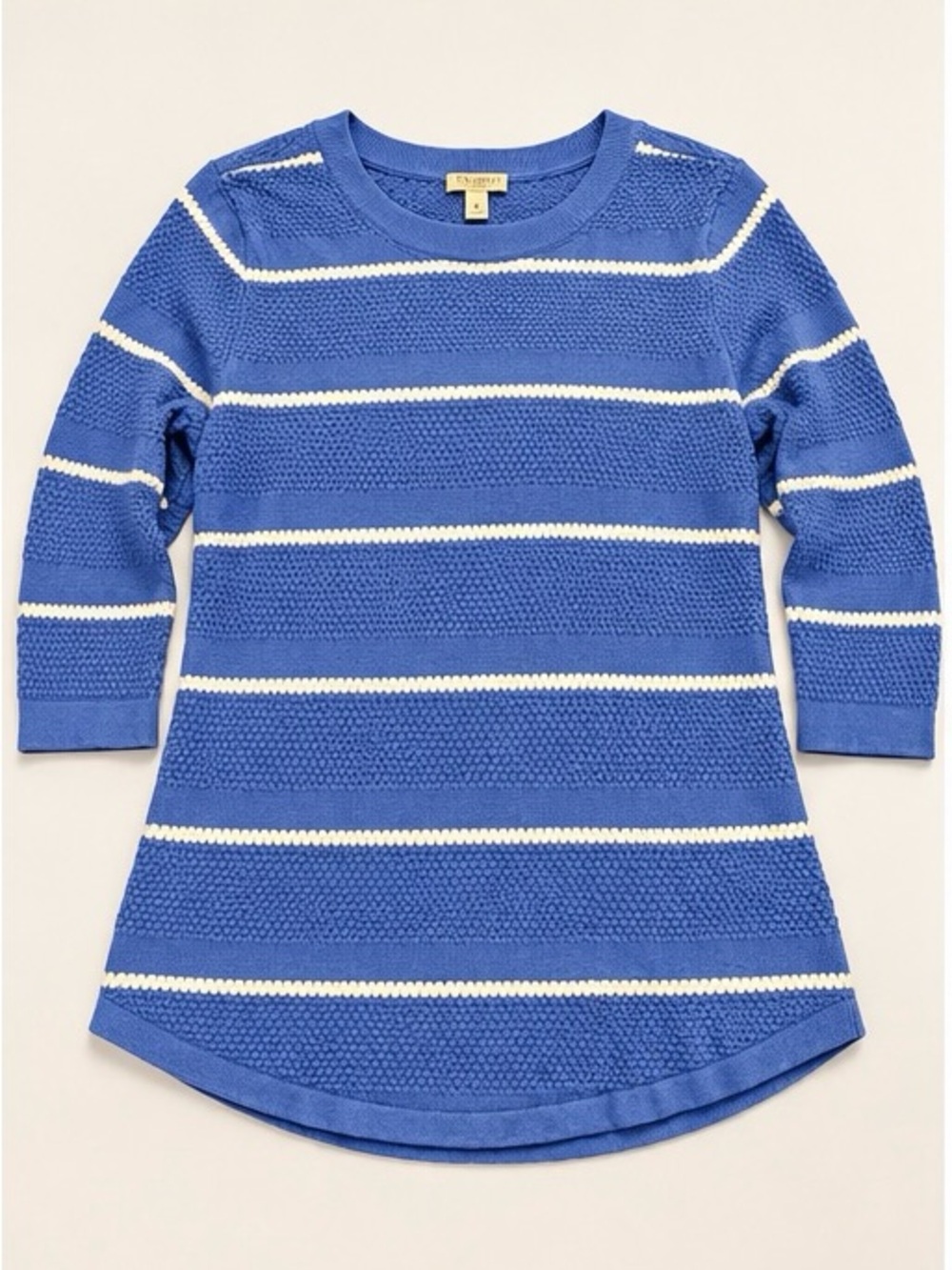 Talbots Blue and White Striped Crewneck Sweater size M Petite